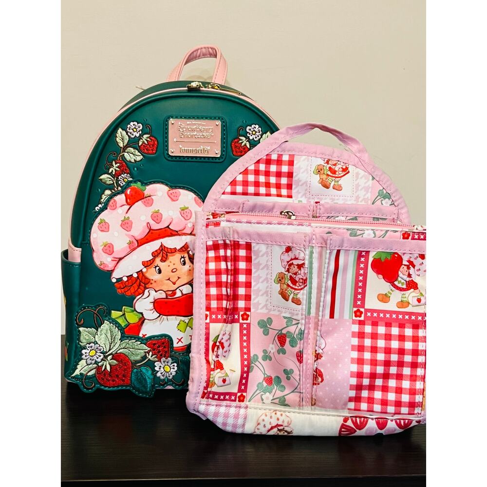Loungefly Strawberry Shortcake Custard Embroidered Backpack Organizer